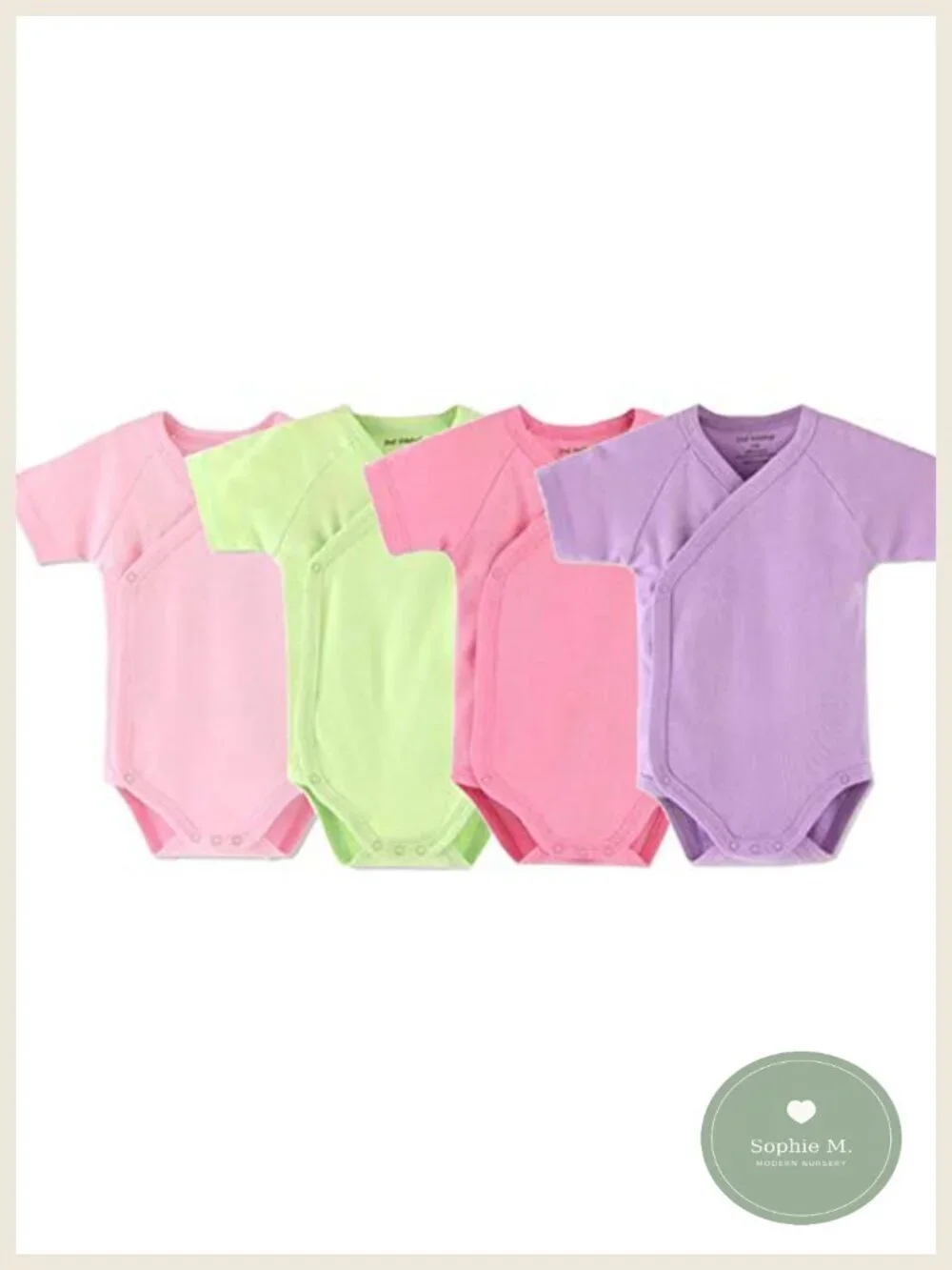 Baby Boys Girls Kimono Bodysuit Cotton Side-Snap Short Sleeve Pack